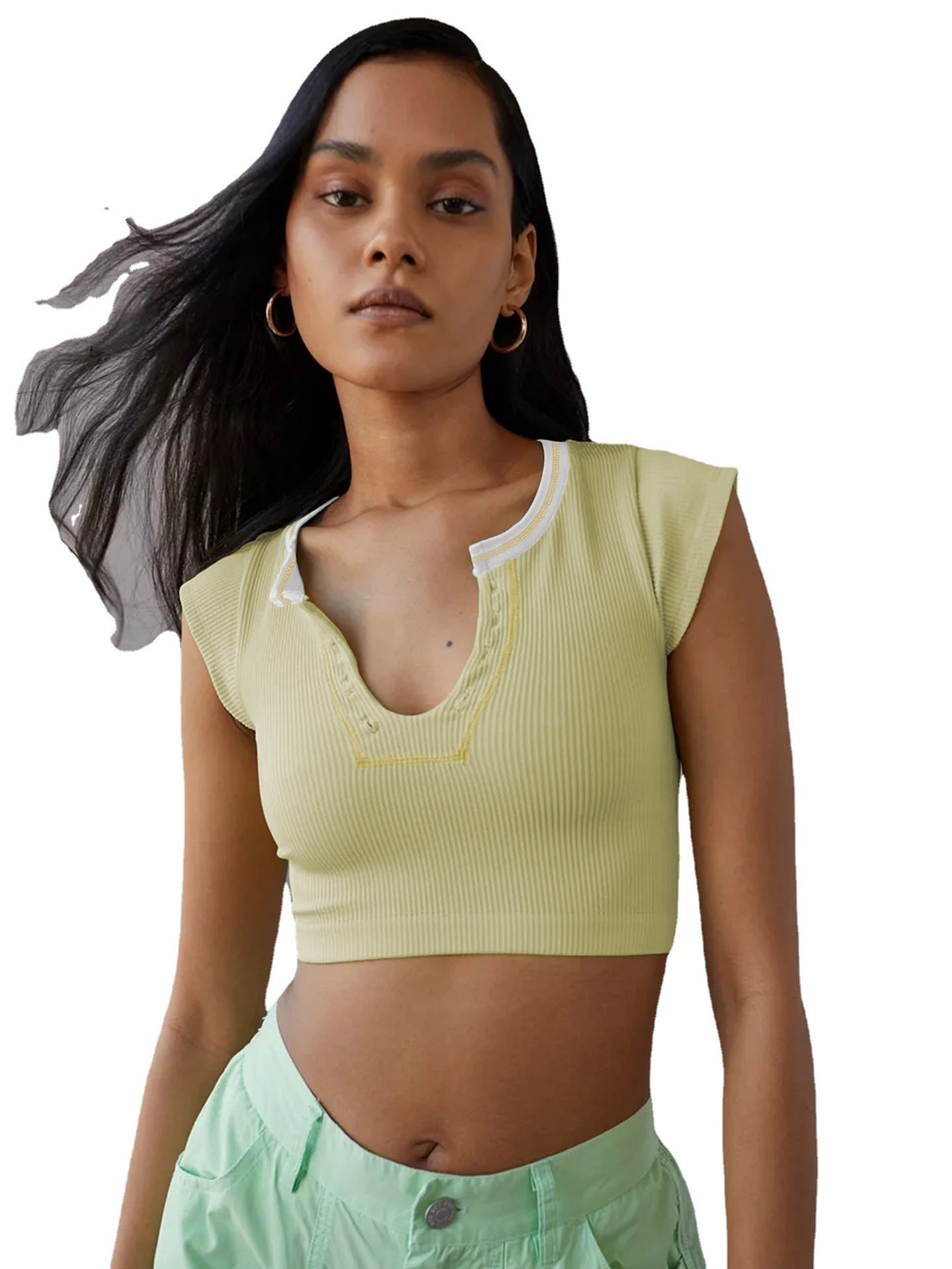 Sexy Designed Midriff Baring Knitted T Shirts