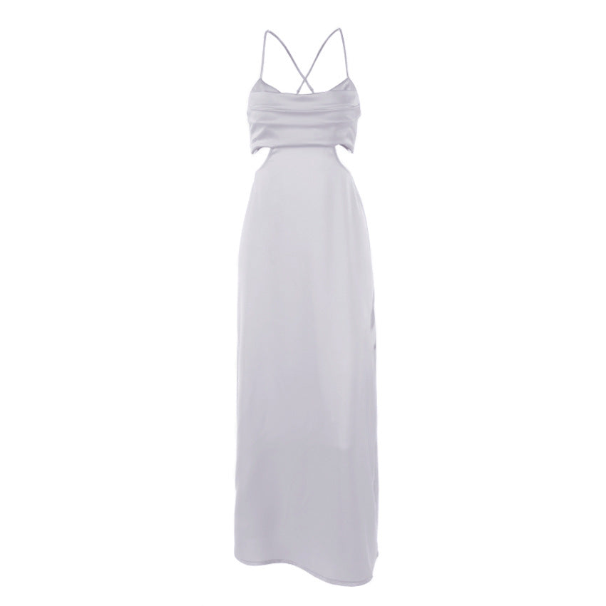 Sexy Satin Backless Long Sleeveless Party Dresses