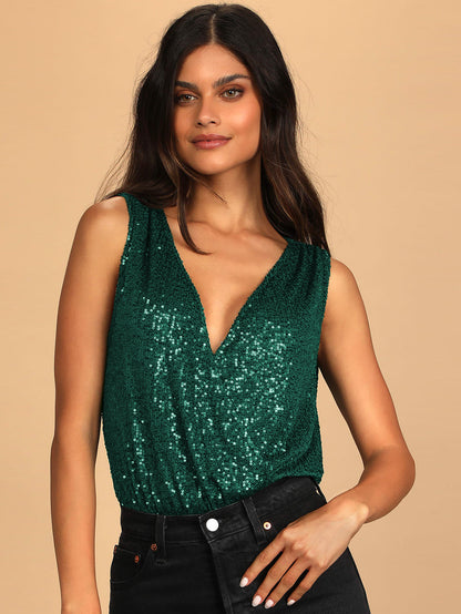Sexy V Neck Shinning Backless Night Party Jumpsuits