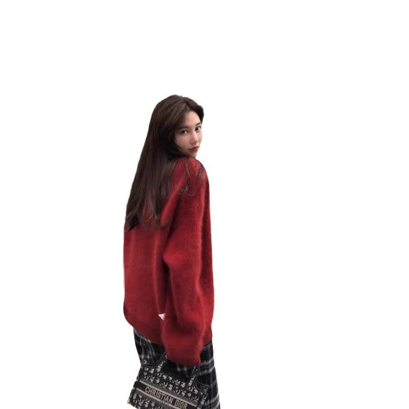 Merry Christmas Faux Mink Velvet Knitted Pullover Sweaters