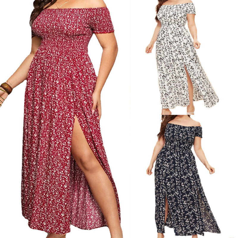 Casual Boho Off The Shoulder Summer Plus Sizes Dresses