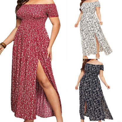 Casual Boho Off The Shoulder Summer Plus Sizes Dresses