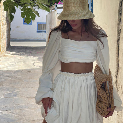 Sexy Summer Strapless Tops and Skirts Suits