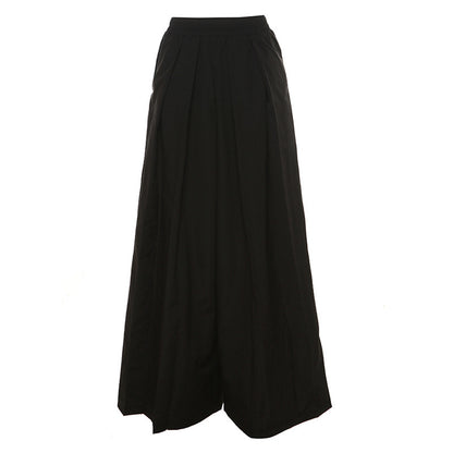 Casual High Waist Summer Black Wide Legs Pants