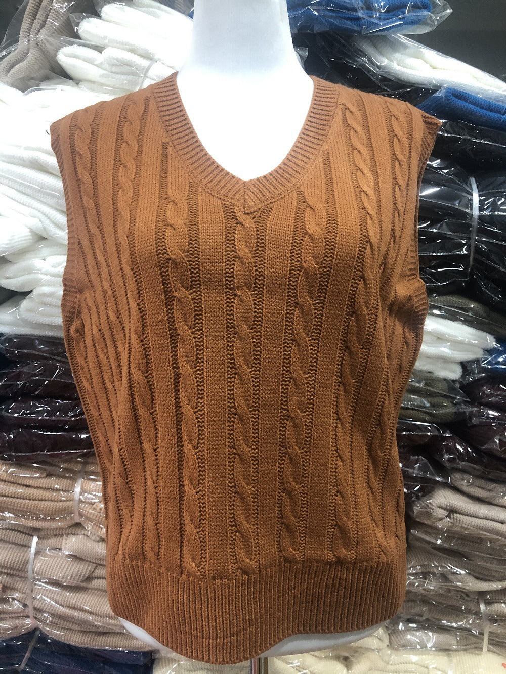 Casual V Neck Sleeveless Knitted Vest