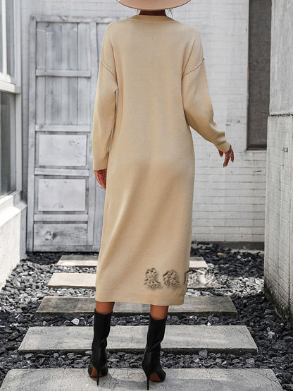Fashion Button Design Knitted Shirts Dresses