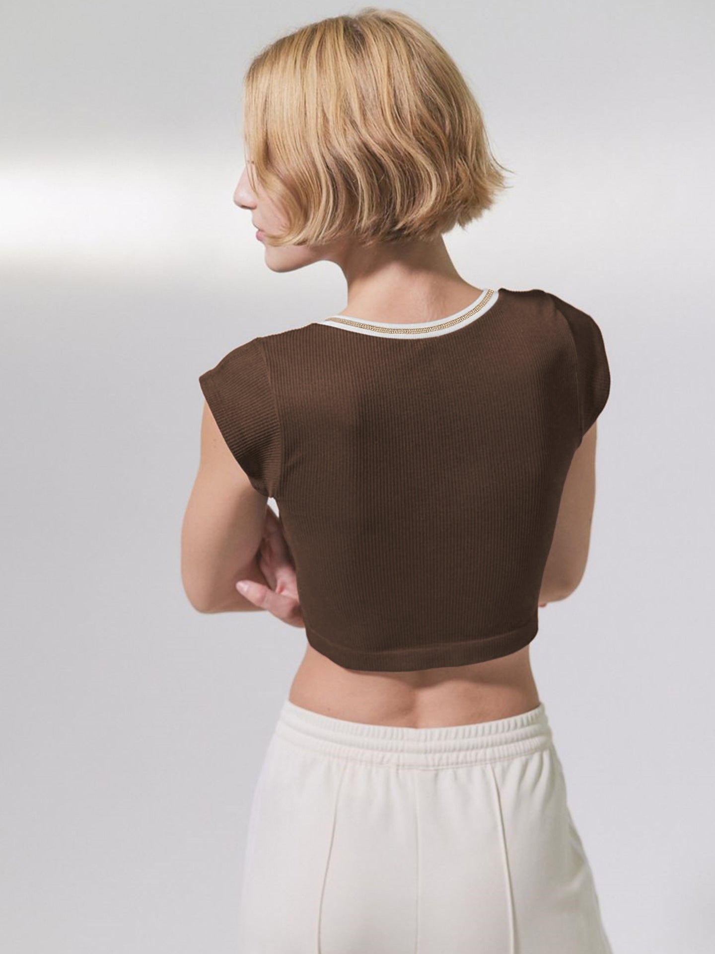 Sexy Designed Midriff Baring Knitted T Shirts