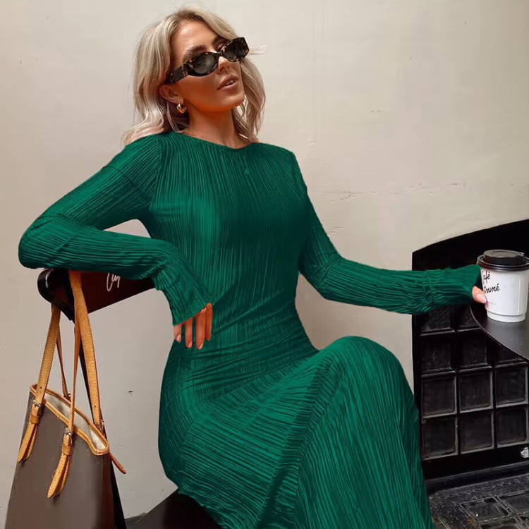 Fashion Round Neck Long Sleeves Dresses