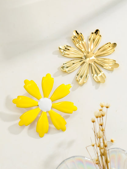 Fashion Metal Dropping Flower Stud Earrings
