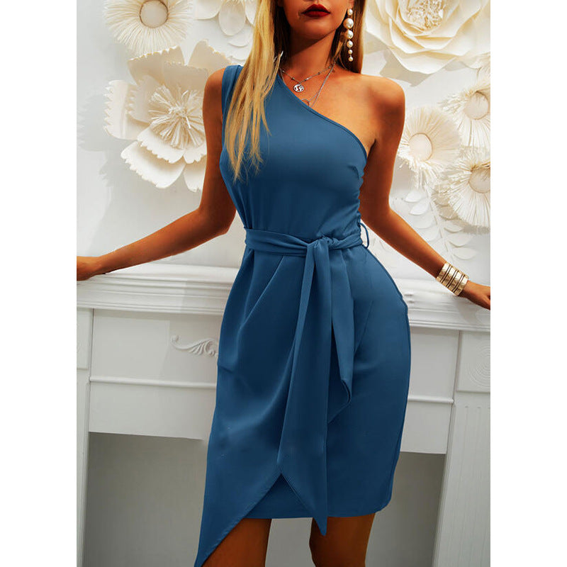 Sexy One Shoulder Sleeveless Irregular Party Dresses