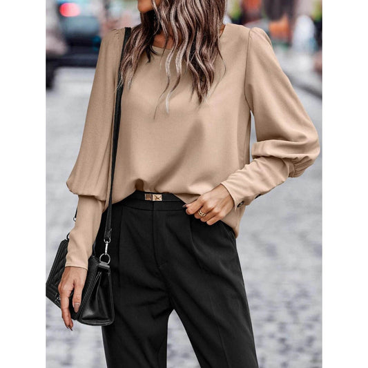 Casual Summer Back Button Long Sleeves Blouses Shirts