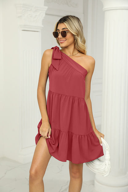 Summer Casual One Shoulder Mini Dresses