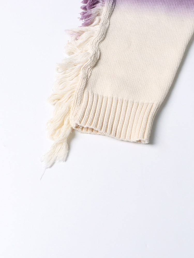 Designed  Fashion Coloring Tassels Knitted Sweaters