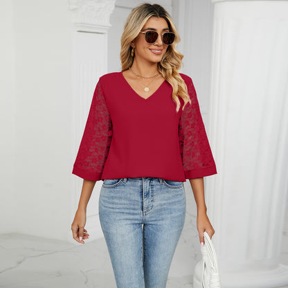Fashion Summer Chiffon 3/4 Sleeves Women Blouses