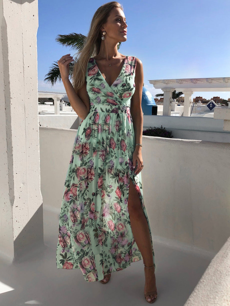 Leisure Chiffon Sleeveless Summer Long Dresses