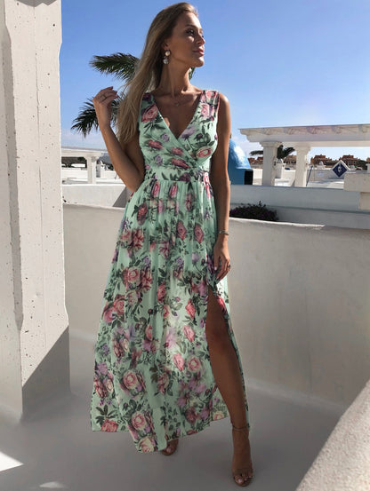 Leisure Chiffon Sleeveless Summer Long Dresses