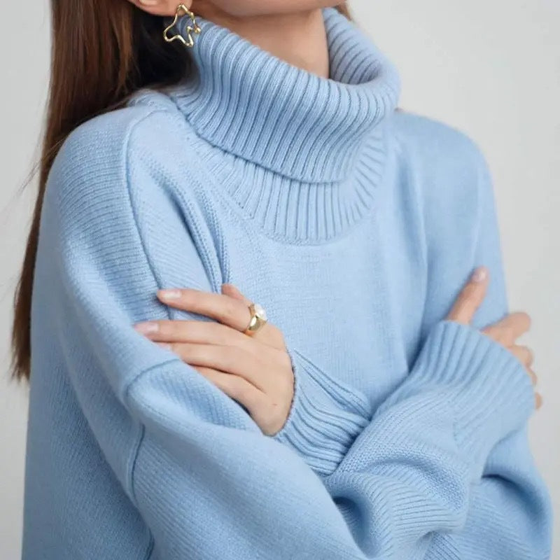 Fashion Turtleneck Knitted Loose Sweaters for Women