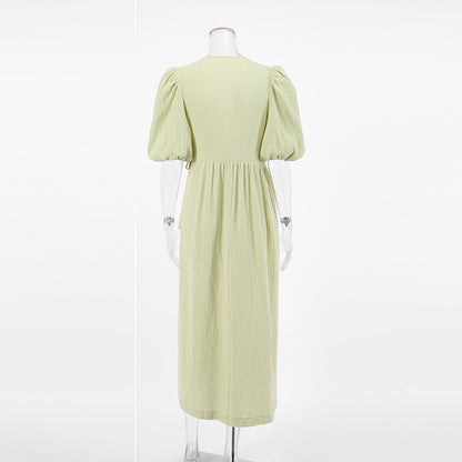 Elegant Cotton Summer Short Sleeves Midi Dresses
