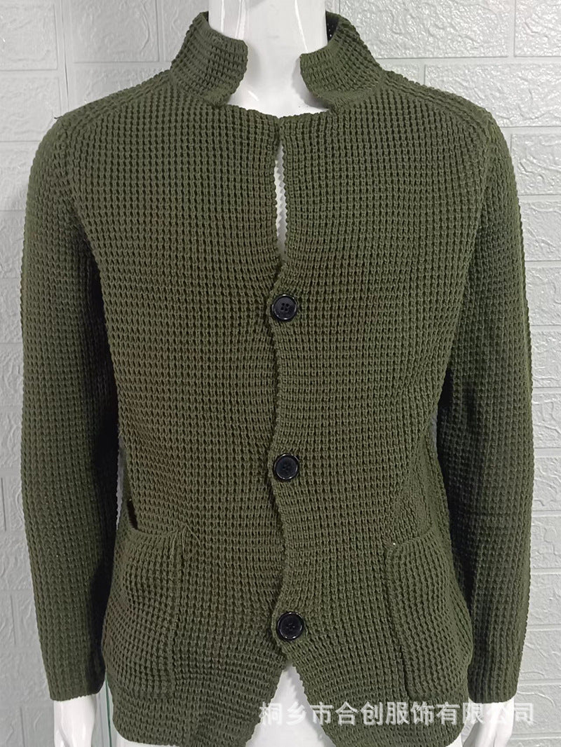 Casual Stand Collar Plus Sizes Knitted Cardigan Sweaters for Men
