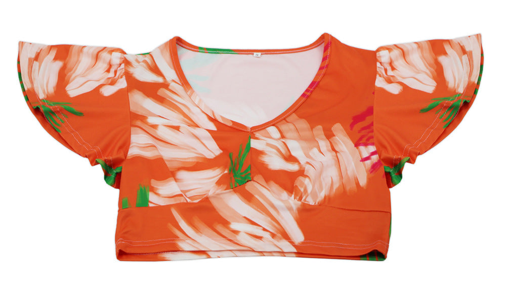 Summer Midriff Baring Tops and Long Pants Two Pieces Sets
