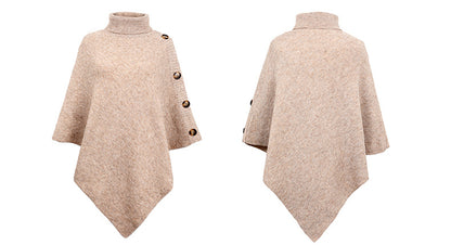 Casual High Neck Knitted Cloak Coats for Women