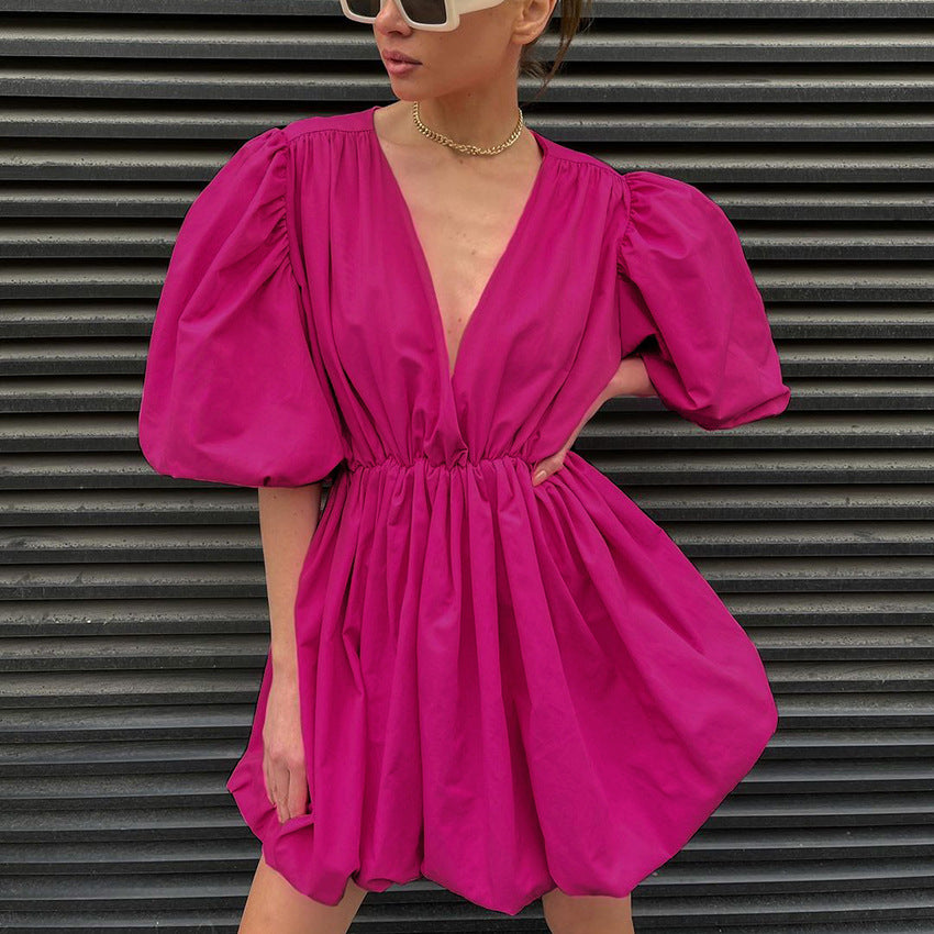 Fashion Summer Puff Sleeves Mini Dresses