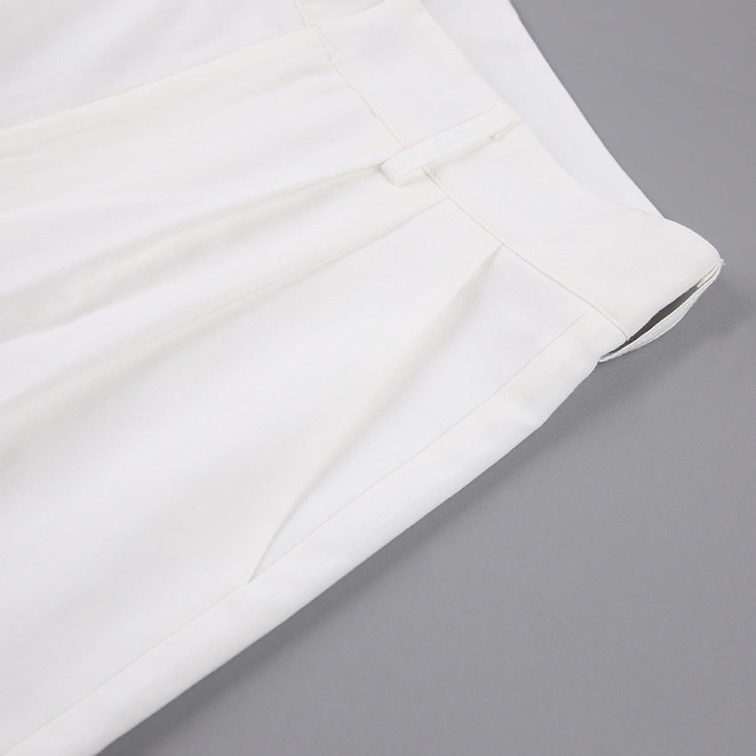 Summer Linen Crop Tops and Wide Legs Pants for Women