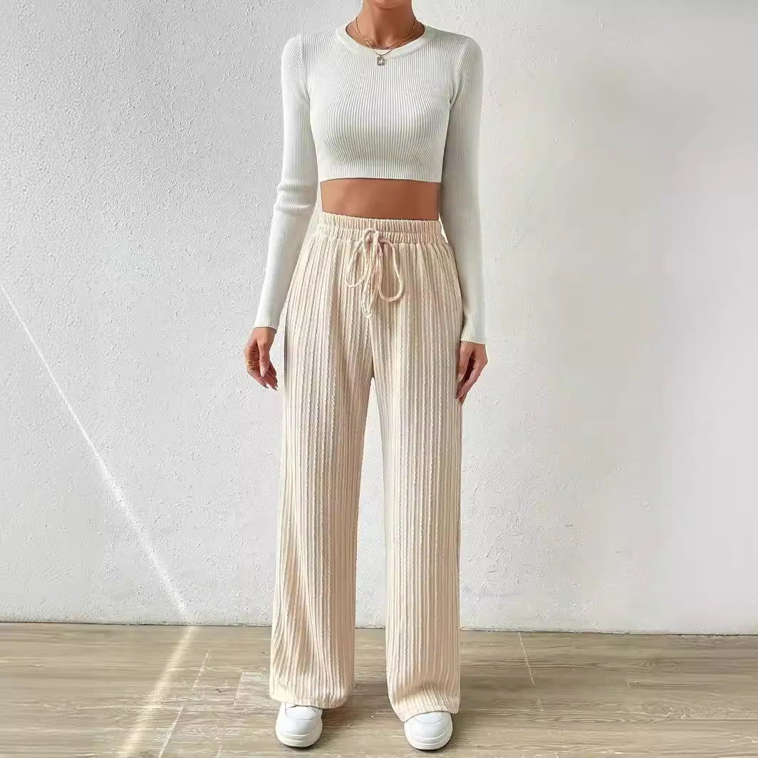 Casual Elastic High Waist Wide Legs Pants for Women