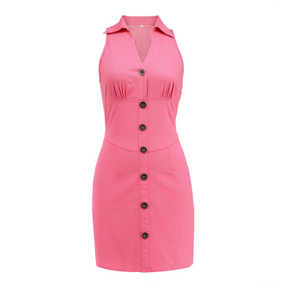 Elegant Sleeveless Denim Mini Short Dresses