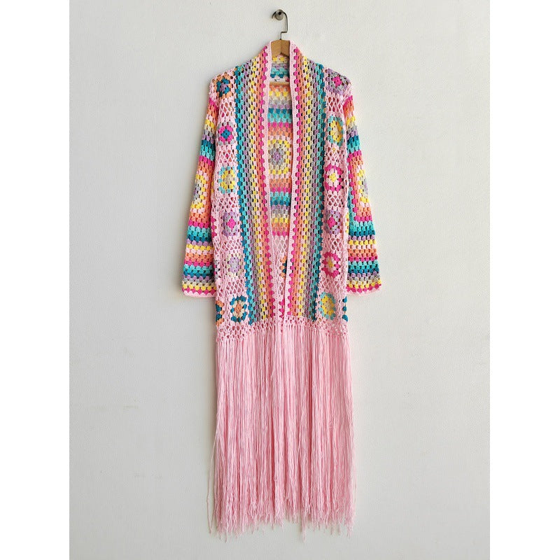 Colorful Crochet Irregular Tassels Coats for Women