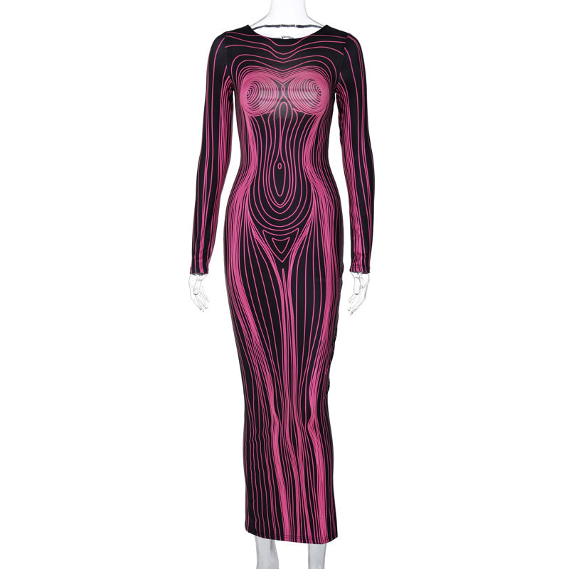 Sexy Fashion Backless Long Sleeves Dresses