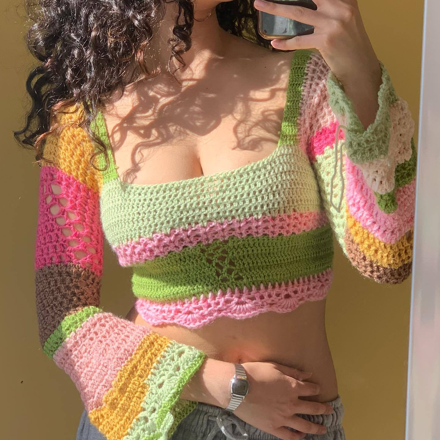 Fashion Colorful Striped Knitted Tops