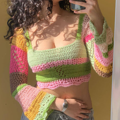 Fashion Colorful Striped Knitted Tops