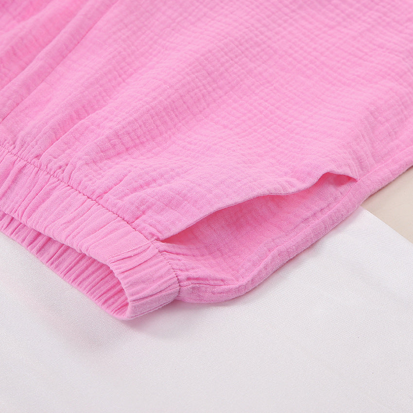 Fashion 100% Cotton Shirts & Shorts Two Pieces Sets