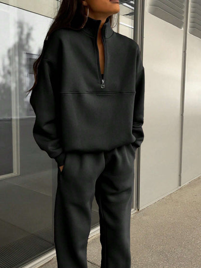 Fashion Zipper Women Two Pieces Sports Suits