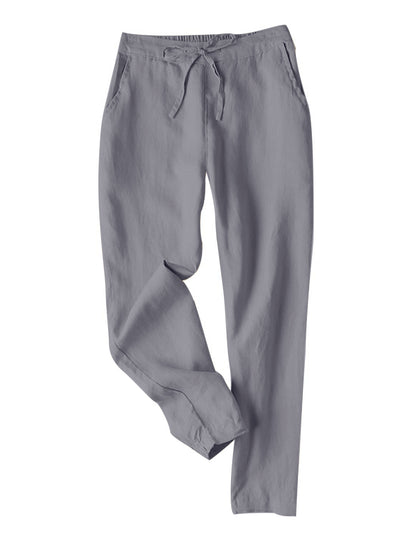 Casual Linen Drawstring Women Pants
