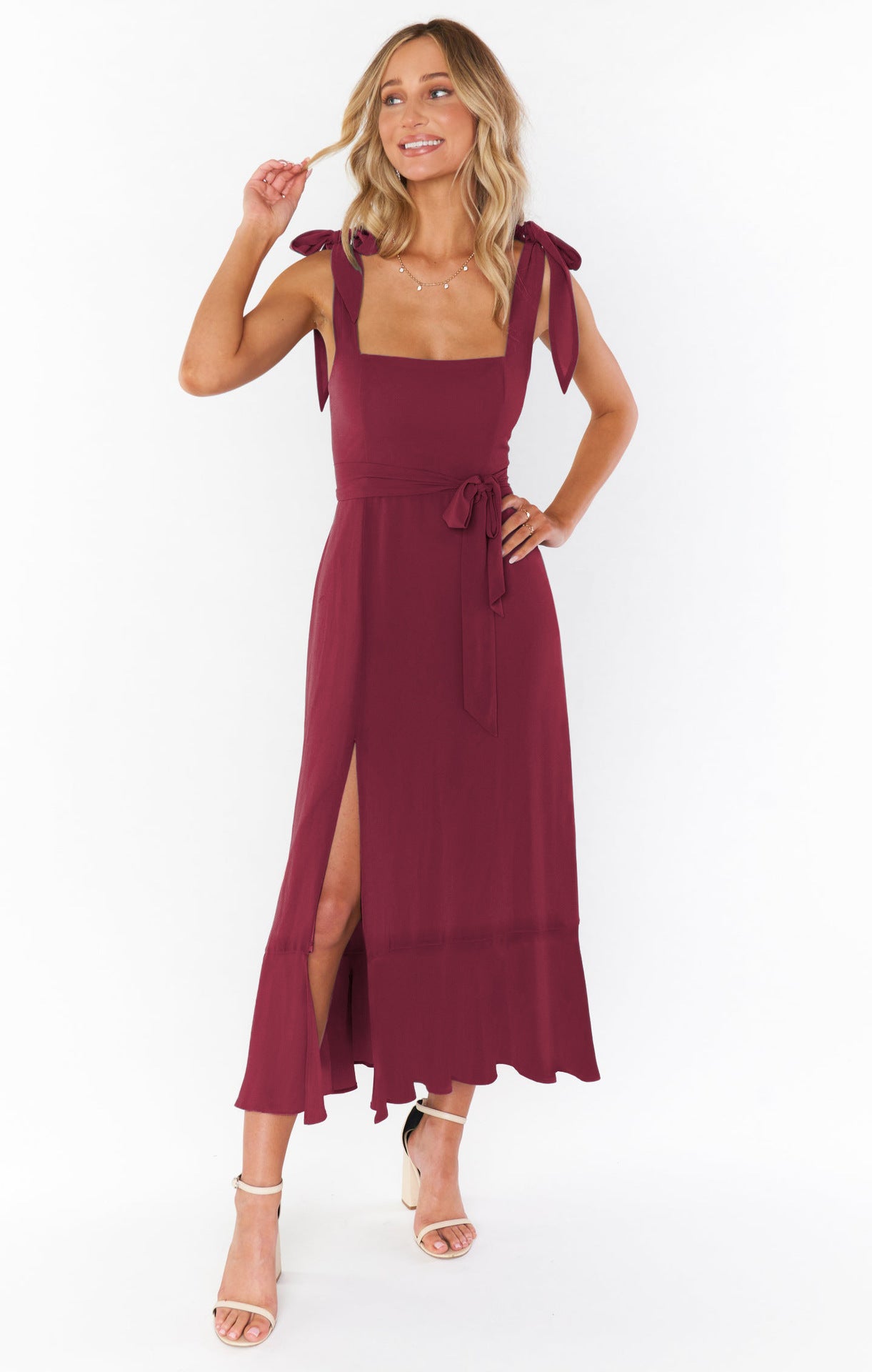 Fashion Summer Split Front Midi Dresses for Women