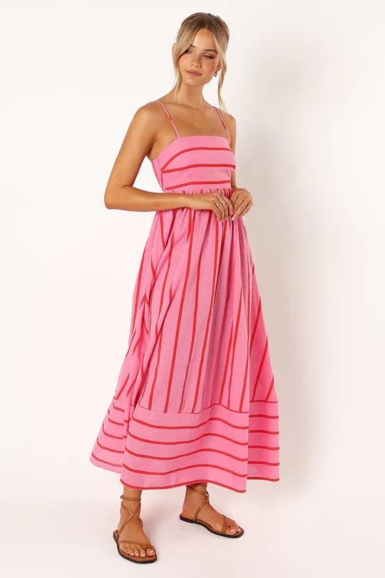 Casual Summer Striped Sleeveless Long Dresses