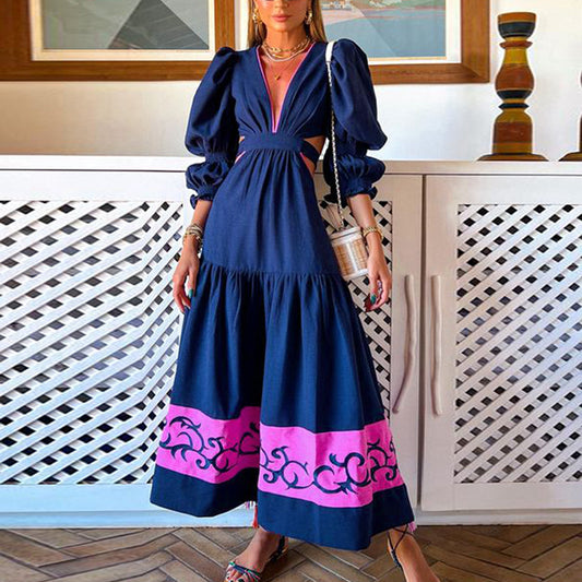 Fashion V Neck Long Sleeves Fall Dresses