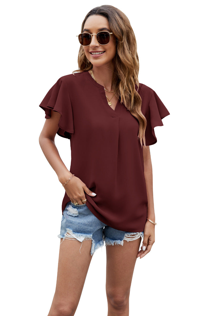 Casual Chiffon Short Sleeves Women Blouses