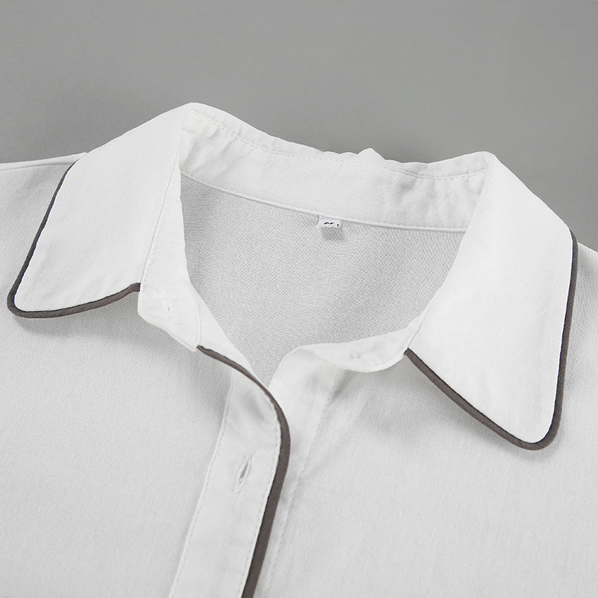 Fashion Cotton Linen Long Sleeves Shirts & Shorts
