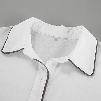 Fashion Cotton Linen Long Sleeves Shirts & Shorts