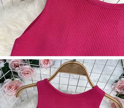 Sexy Summer Twist Designed Knitted Tank Top Elastic Dresses