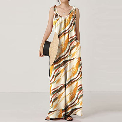 Casual Floral Print Summer Long Jumpsuits