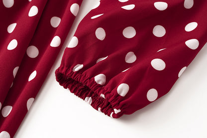 Casual Polka Dot Long Sleeves Short Dresses for Women