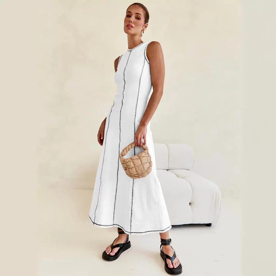 Designed Vintage Knitted Sleeveless Long Dresses