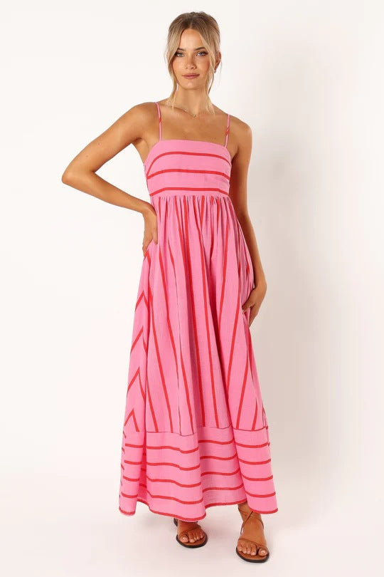 Casual Summer Striped Sleeveless Long Dresses