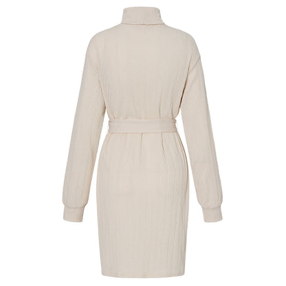 Fashion High Neck Knitted Short Dresses