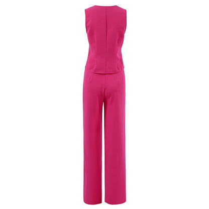 Fashion Sleeveless Tops and Long Pants Two Pieces Suits