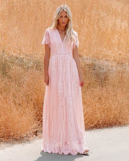Fashion V Neck Lace Bridal Dresses